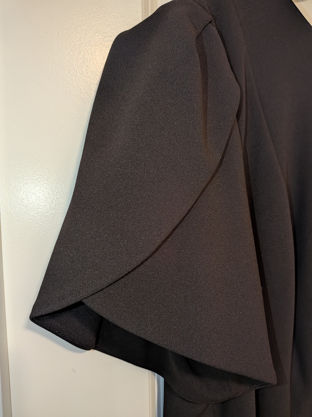 Calvin Klein Black Midi Shift Dress with Flutter Sleeves - Picture 3 of 4